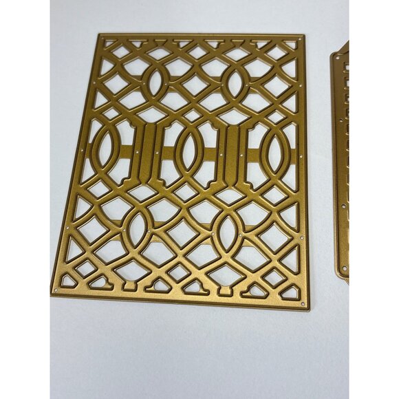 Anna Griffin Teilage Lattice Gate Metal Cutting Dies Gold Intricate Design Craft - Picture 3 of 12